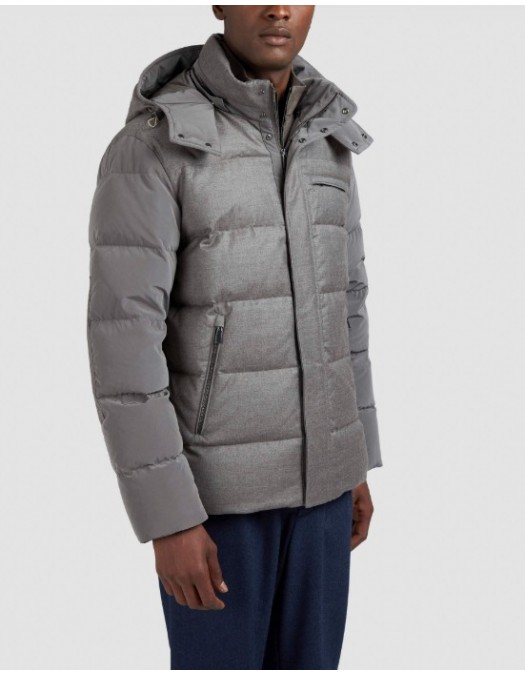 Geaca PAUL&SHARK, Wool and silk puffer jacket with contrast inserts - 15312451090 Geaca PAUL&SHARK, Wool and silk puffer jacket with contrast inserts - 15312451090