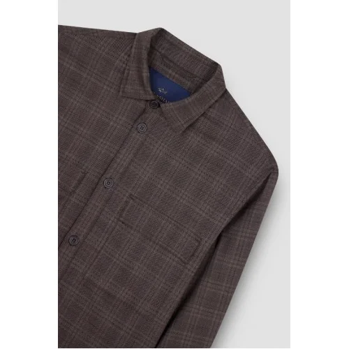 Camasa Paul & Shark,Wool overshirt with checkered pattern