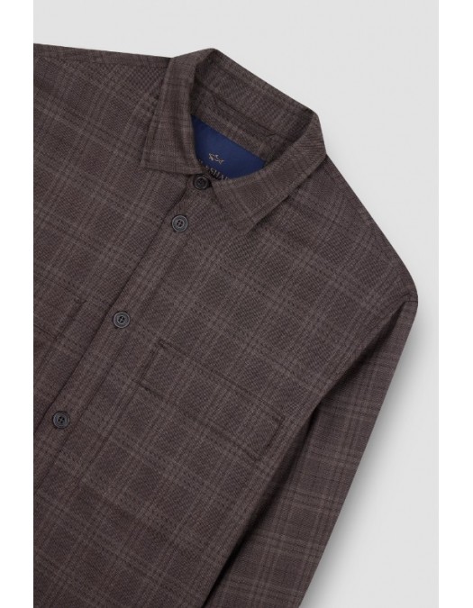 Camasa Paul & Shark,Wool overshirt with checkered pattern - 15313335090
