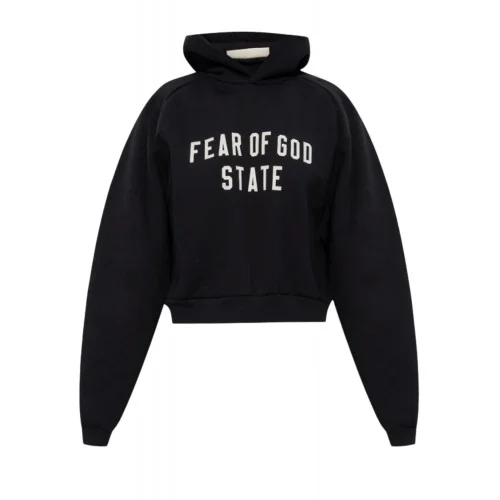 Hanorac FEAR OF GOD, BLACK Sweatshirt with embroidered logo