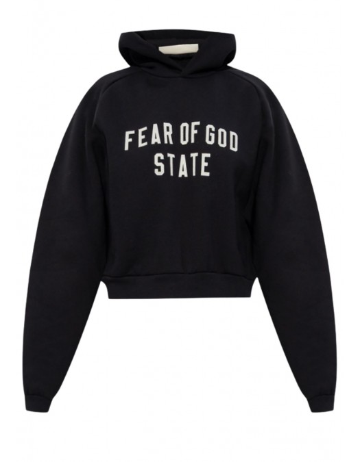 Hanorac FEAR OF GOD, BLACK Sweatshirt with embroidered logo - 192SP257820FWJETBLACK