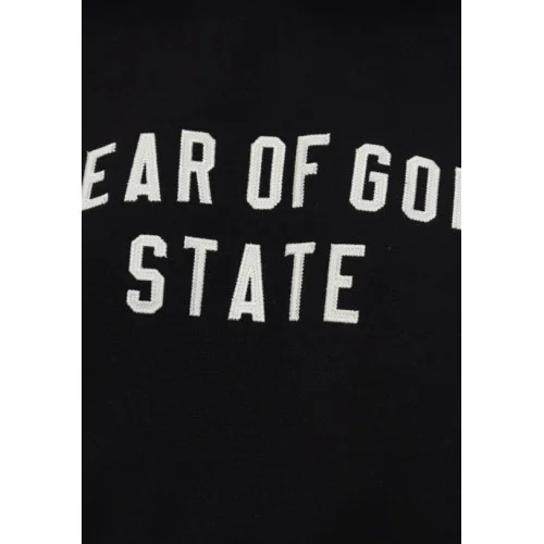 Hanorac FEAR OF GOD, BLACK Sweatshirt with embroidered logo
