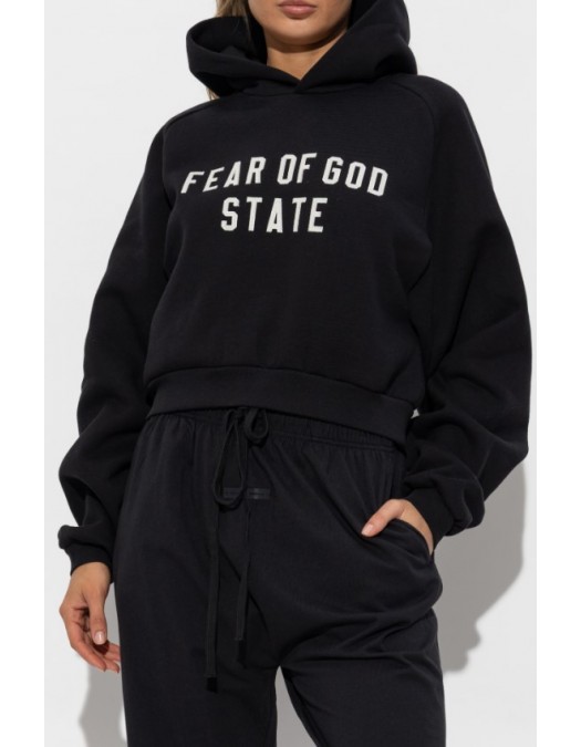 Hanorac FEAR OF GOD, BLACK Sweatshirt with embroidered logo - 192SP257820FWJETBLACK