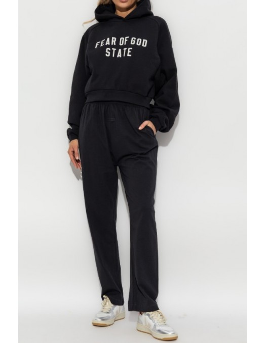 Hanorac FEAR OF GOD, BLACK Sweatshirt with embroidered logo - 192SP257820FWJETBLACK