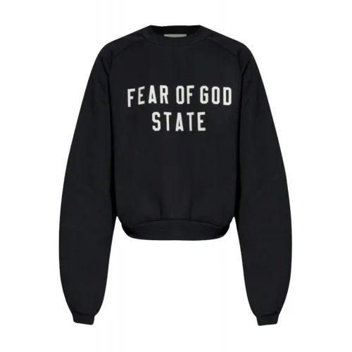 Bluza FEAR OF GOD, Essentials BLACK Sweatshirt with embroidered logo