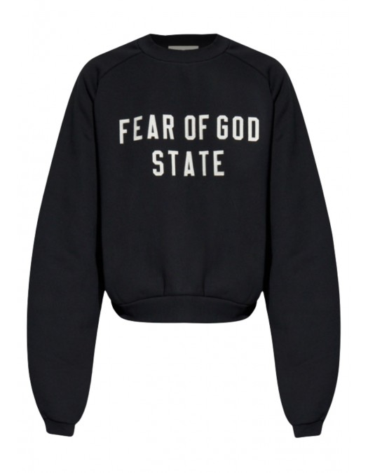 Bluza FEAR OF GOD, Essentials BLACK Sweatshirt with embroidered logo - 192SP257830FWJETBLACK