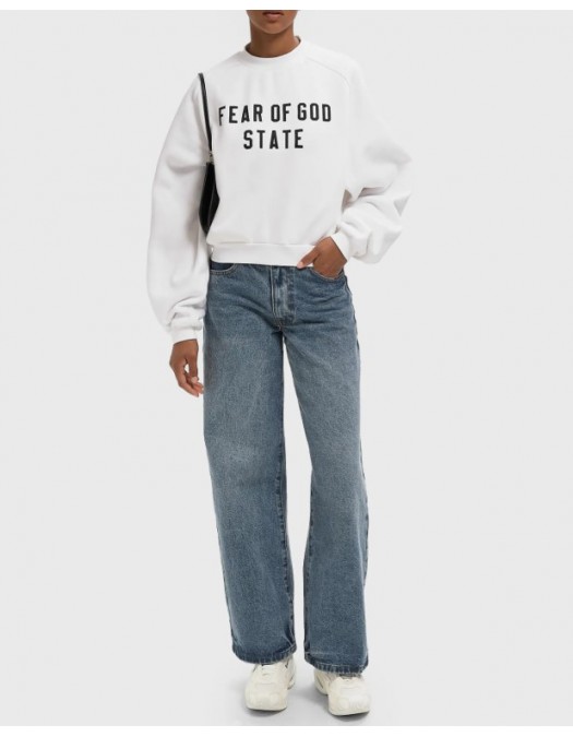 Bluza FEAR OF GOD, EssentialsWMNS FLEECE RAGLAN CREWNECK - 192SP257834FWBRIGHTWHITE