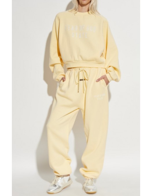 Bluza FEAR OF GOD, Essentials YELLOW Sweatshirt with embroidered logo - 192SP257838FWGARDENYELLOW