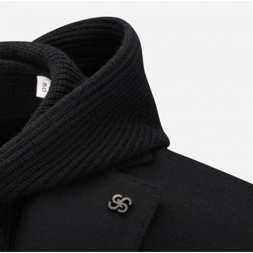 Jacheta GRAN SASSO, Blazer Jacket Flanel With Hoodie - Black Jacheta GRAN SASSO, Blazer Jacket Flanel With Hoodie - Black