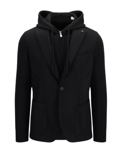 Jacheta GRAN SASSO, Blazer Jacket Flanel With Hoodie - Black - 2313351320099 Jacheta GRAN SASSO, Blazer Jacket Flanel With Hoodie - Black - 2313351320099