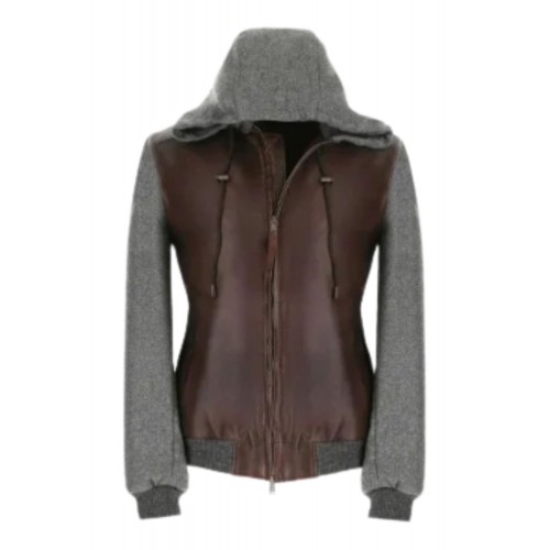 Geaca L.B.M 1911, Grey Wool Details, Leather, Brown Geaca L.B.M 1911, Grey Wool Details, Leather, Brown