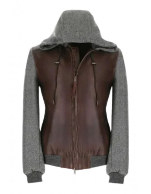 Geaca L.B.M 1911, Grey Wool Details, Leather, Brown - 4950319401 Geaca L.B.M 1911, Grey Wool Details, Leather, Brown - 4950319401