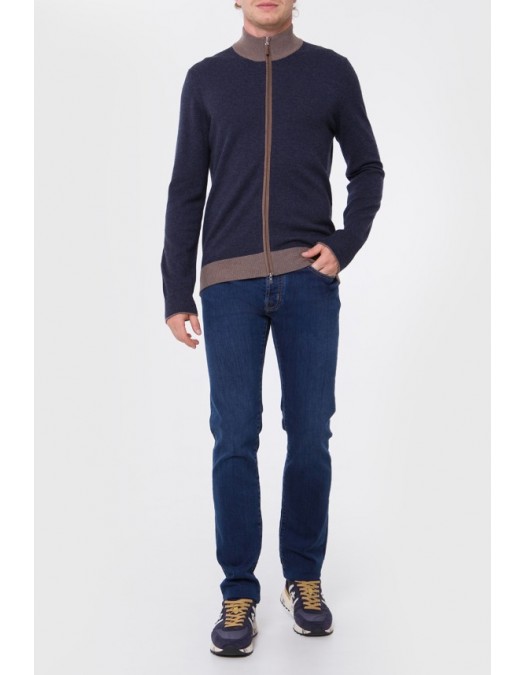 Cardigan GRAN SASSO, Blue cardigan Full Zip - 5510619669589 Cardigan GRAN SASSO, Blue cardigan Full Zip - 5510619669589