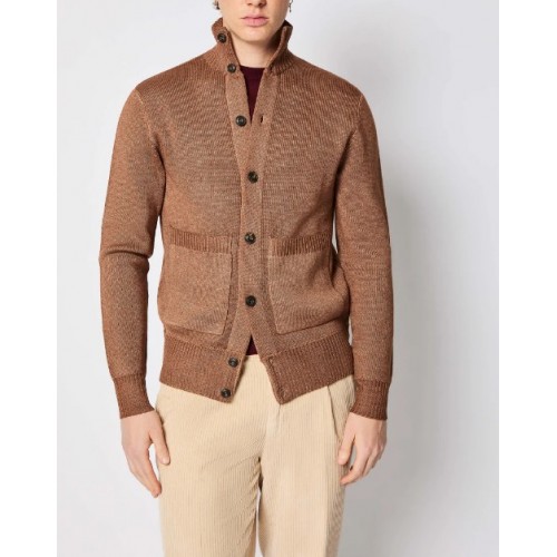 Pulover L.B.M 1911,Knitted bomber jacket in hazelnut Pulover L.B.M 1911,Knitted bomber jacket in hazelnut