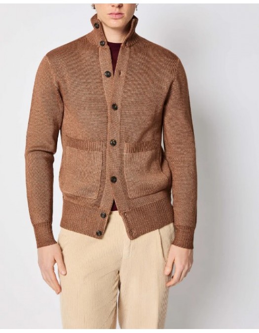 Pulover L.B.M 1911,Knitted bomber jacket in hazelnut - 5950226381 Pulover L.B.M 1911,Knitted bomber jacket in hazelnut - 5950226381