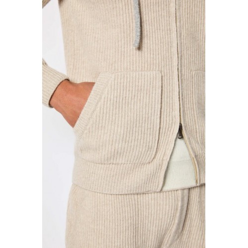 Hanorac L.B.M 1911,Ivory knit zip-up hoodie Hanorac L.B.M 1911,Ivory knit zip-up hoodie