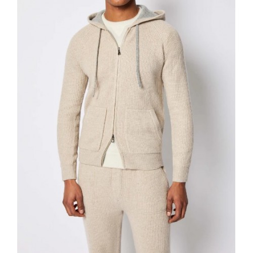Hanorac L.B.M 1911,Ivory knit zip-up hoodie Hanorac L.B.M 1911,Ivory knit zip-up hoodie