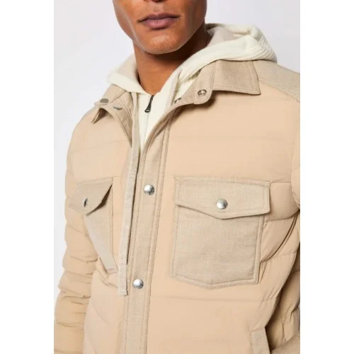 Geaca L.B.M 1911, Beige padded shirt jacket