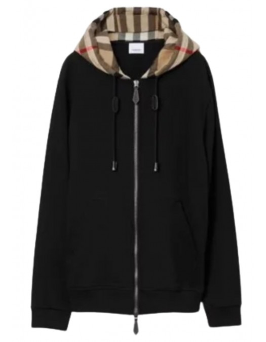 JACHETA BURBERRY, BBY Print, Check Hood, Zip Hoodie, Black - 8060705X JACHETA BURBERRY, BBY Print, Check Hood, Zip Hoodie, Black - 8060705X