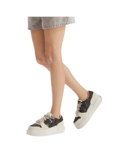 Sneakers Fendi, Match Leather Low-Top Sneakers, Brown - 8E8572AQ6IF1PYW
