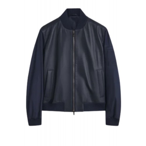 GEACA PAL ZILERI, Lambskin Bomber, Lightly Padded, Navy Blue GEACA PAL ZILERI, Lambskin Bomber, Lightly Padded, Navy Blue