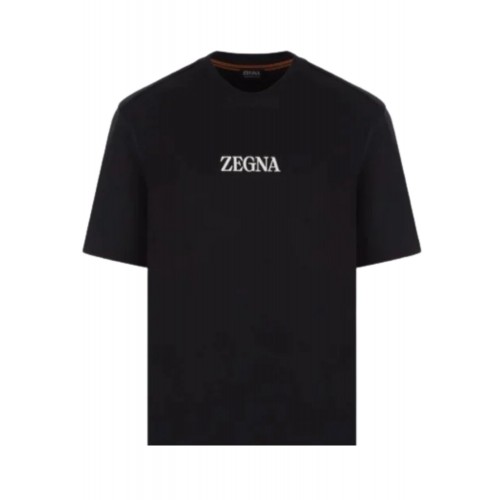 Tricou Zegna, Print Frontal, Black Tricou Zegna, Print Frontal, Black