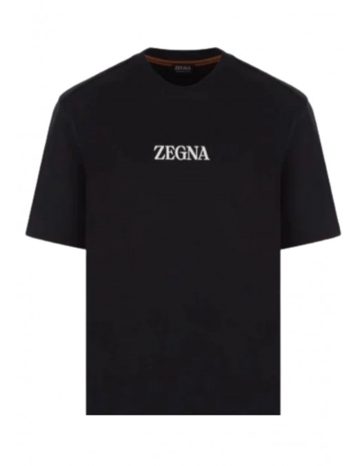 Tricou Zegna, Print Frontal, Black - A777E7364K09 Tricou Zegna, Print Frontal, Black - A777E7364K09