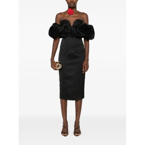 ROCHIE ELISABETTA FRANCHI, Off-shoulder ruffled midi dress ROCHIE ELISABETTA FRANCHI, Off-shoulder ruffled midi dress