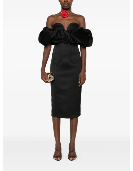 ROCHIE ELISABETTA FRANCHI, Off-shoulder ruffled midi dress - AB71456E2110