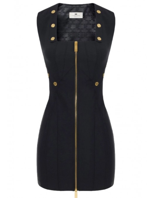 ROCHIE ELISABETTA FRANCHI, Dress in bi-elastic fabric with jewel buttons - AB80057E2110