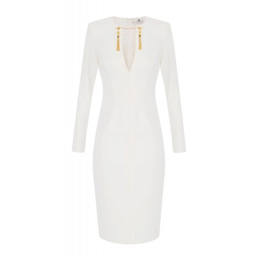 ROCHIE ELISABETTA FRANCHI, Dress in lightweight crêpe fabric with jewel chain ROCHIE ELISABETTA FRANCHI, Dress in lightweight crêpe fabric with jewel chain