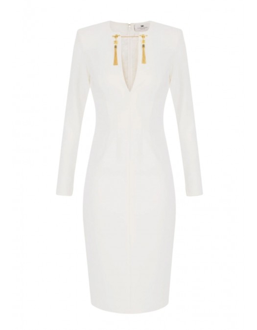 ROCHIE ELISABETTA FRANCHI, Dress in lightweight crêpe fabric with jewel chain - AB80557E2360 ROCHIE ELISABETTA FRANCHI, Dress in lightweight crêpe fabric with jewel chain - AB80557E2360