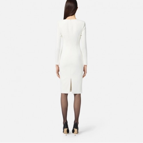 ROCHIE ELISABETTA FRANCHI, Dress in lightweight crêpe fabric with jewel chain ROCHIE ELISABETTA FRANCHI, Dress in lightweight crêpe fabric with jewel chain