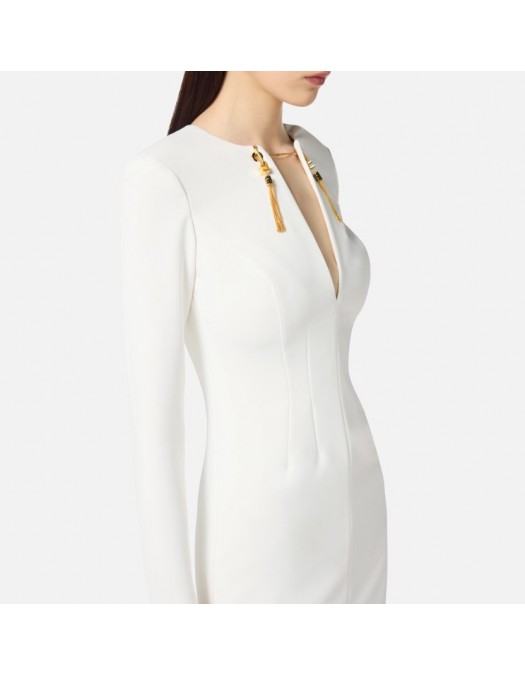 ROCHIE ELISABETTA FRANCHI, Dress in lightweight crêpe fabric with jewel chain - AB80557E2360 ROCHIE ELISABETTA FRANCHI, Dress in lightweight crêpe fabric with jewel chain - AB80557E2360
