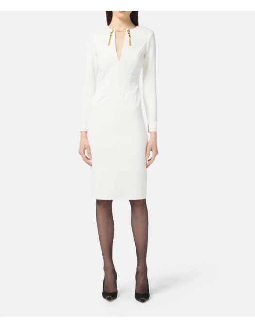 ROCHIE ELISABETTA FRANCHI, Dress in lightweight crêpe fabric with jewel chain - AB80557E2360 ROCHIE ELISABETTA FRANCHI, Dress in lightweight crêpe fabric with jewel chain - AB80557E2360