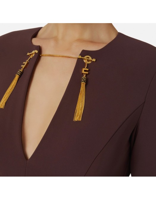 Rochie ELISABETTA FRANCHI, Dress in lightweight crêpe fabric with jewel chain - AB80557E2EA4 Rochie ELISABETTA FRANCHI, Dress in lightweight crêpe fabric with jewel chain - AB80557E2EA4