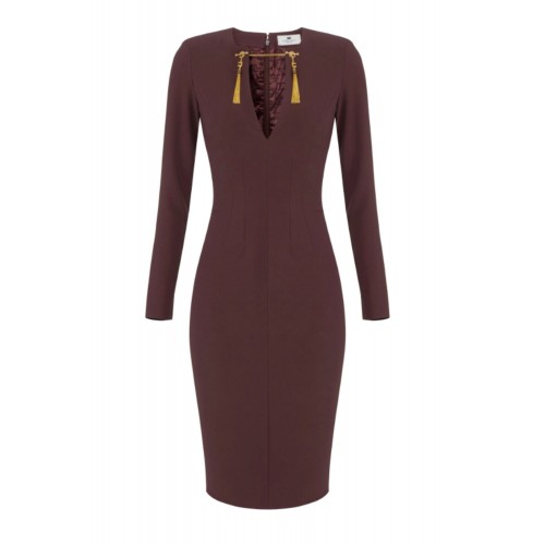 Rochie ELISABETTA FRANCHI, Dress in lightweight crêpe fabric with jewel chain Rochie ELISABETTA FRANCHI, Dress in lightweight crêpe fabric with jewel chain