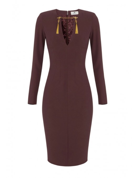 Rochie ELISABETTA FRANCHI, Dress in lightweight crêpe fabric with jewel chain - AB80557E2EA4 Rochie ELISABETTA FRANCHI, Dress in lightweight crêpe fabric with jewel chain - AB80557E2EA4