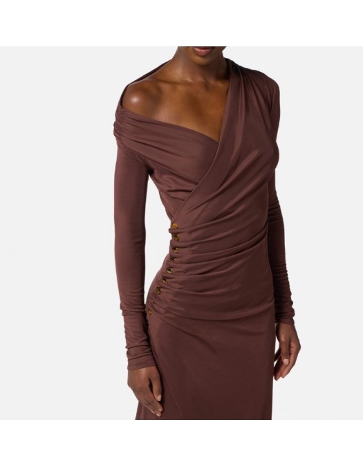 ROCHIE ELISABETTA FRANCHI, Jersey dress with jewel buttons,SLim - AB82257E2EA3