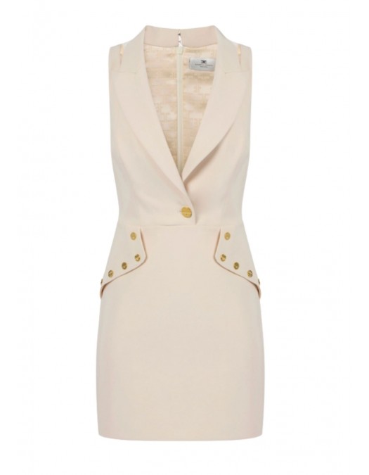 ROCHIE ELISABETTA FRANCHI,Mini dress in double layer crêpe fabric with jewel buttons - AB89757E2DZ9
