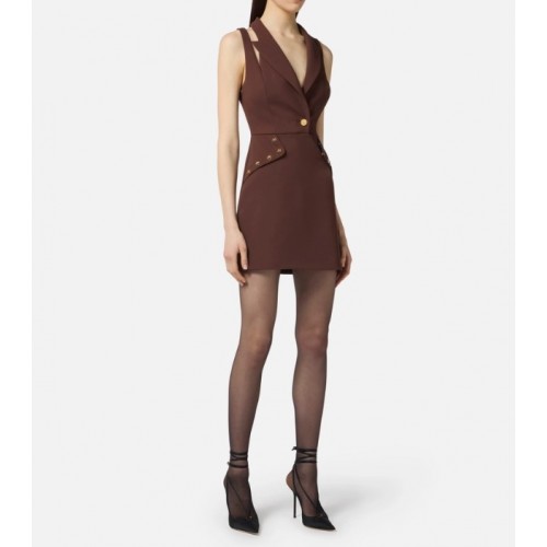 Rochie ELISABETTA FRANCHI, Mini dress in double layer crêpe fabric with jewel buttons Rochie ELISABETTA FRANCHI, Mini dress in double layer crêpe fabric with jewel buttons