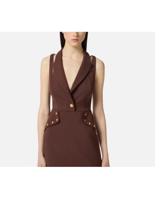 Rochie ELISABETTA FRANCHI, Mini dress in double layer crêpe fabric with jewel buttons - AB89757E2EA3