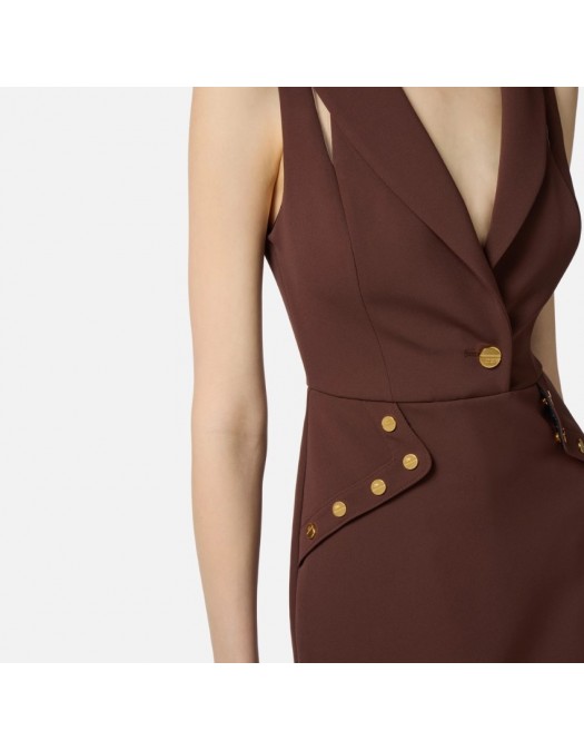 Rochie ELISABETTA FRANCHI, Mini dress in double layer crêpe fabric with jewel buttons - AB89757E2EA3