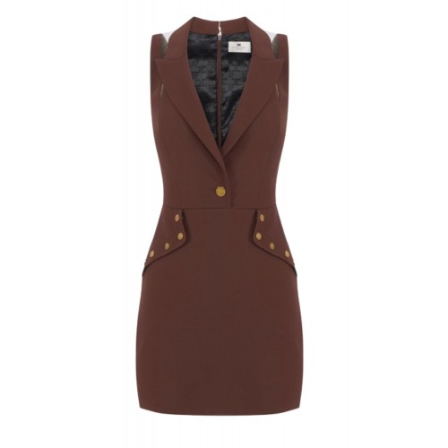 Rochie ELISABETTA FRANCHI, Mini dress in double layer crêpe fabric with jewel buttons Rochie ELISABETTA FRANCHI, Mini dress in double layer crêpe fabric with jewel buttons