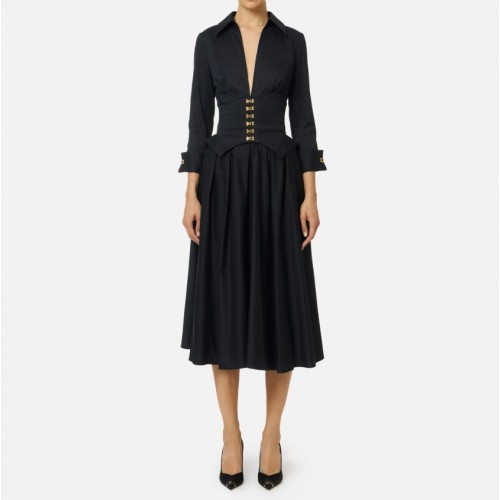 Rochie ELISABETTA FRANCHI,Stretch cotton dress with jewel clasps