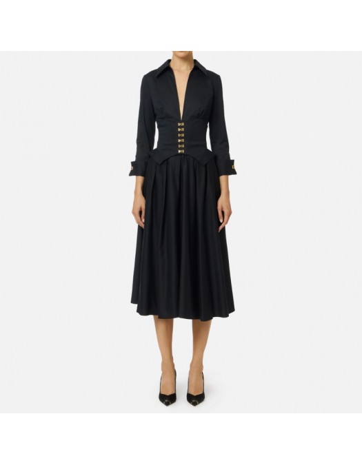 Rochie ELISABETTA FRANCHI,Stretch cotton dress with jewel clasps - AB90057E2110 Rochie ELISABETTA FRANCHI,Stretch cotton dress with jewel clasps - AB90057E2110