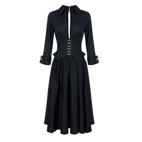 Rochie ELISABETTA FRANCHI,Stretch cotton dress with jewel clasps