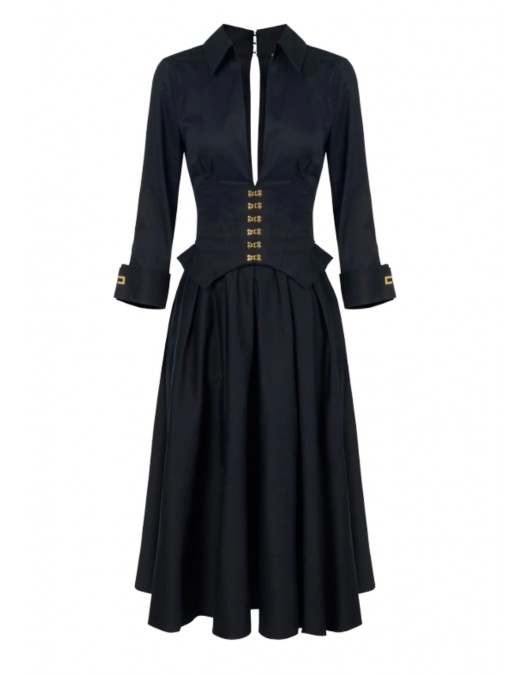 Rochie ELISABETTA FRANCHI,Stretch cotton dress with jewel clasps - AB90057E2110 Rochie ELISABETTA FRANCHI,Stretch cotton dress with jewel clasps - AB90057E2110