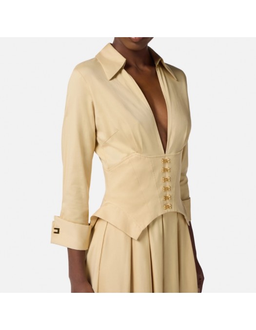 Rochie ELISABETTA FRANCHI, Stretch cotton dress with jewel clasps - AB90057E2EA2 Rochie ELISABETTA FRANCHI, Stretch cotton dress with jewel clasps - AB90057E2EA2
