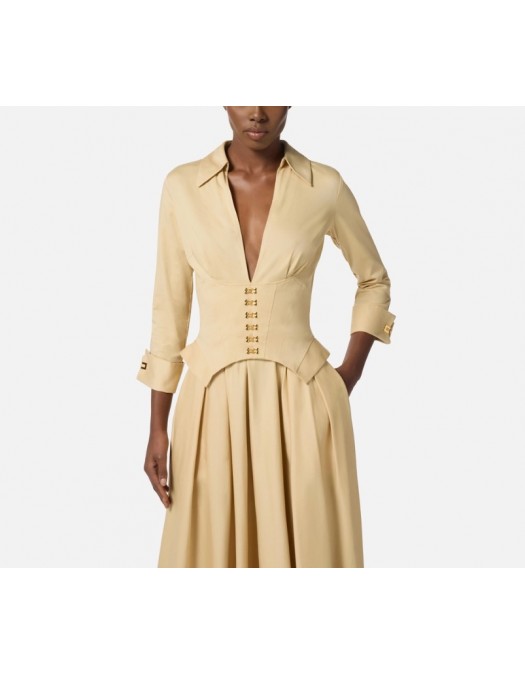 Rochie ELISABETTA FRANCHI, Stretch cotton dress with jewel clasps - AB90057E2EA2 Rochie ELISABETTA FRANCHI, Stretch cotton dress with jewel clasps - AB90057E2EA2